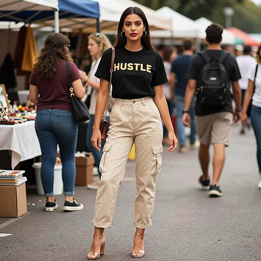 Streetwear Chic Woman at Flea Market