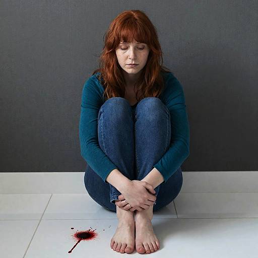 Somber Portrait of a Red-Haired Woman