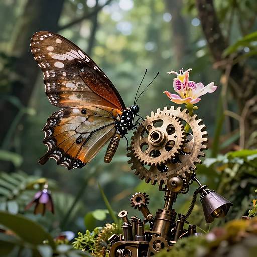 Clockwork Butterflies Pollinating Gear Rainforest