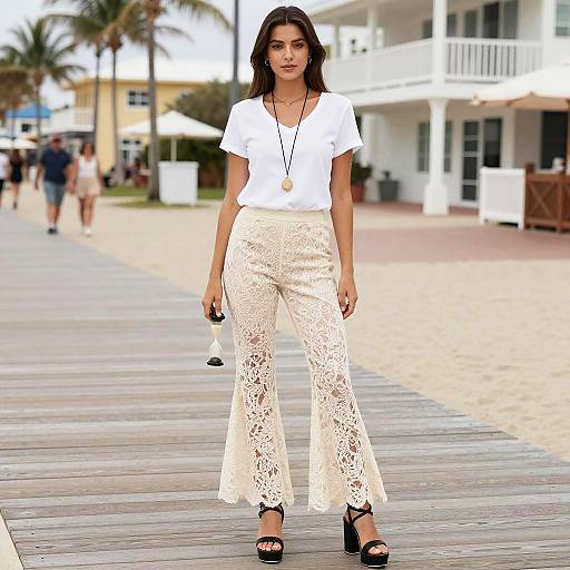 Chic Hourglass Woman on South Beach Boardwalk