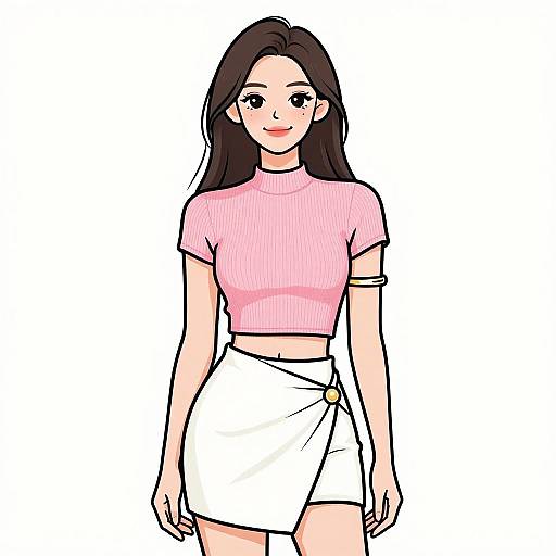 Smiling Woman in Minimalist Chic Outfit