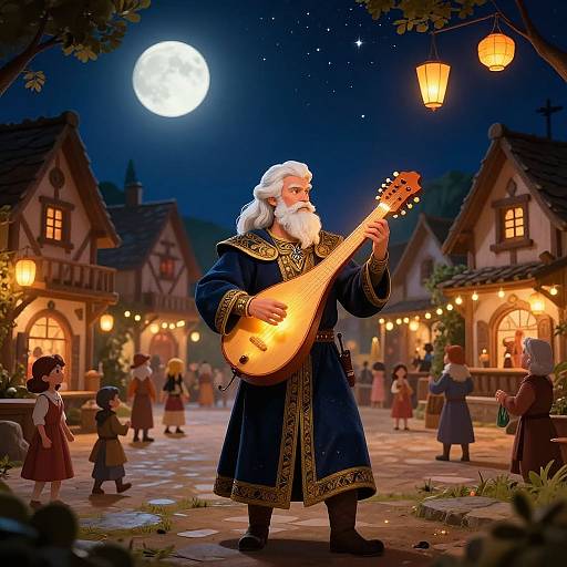 Heroic Bard Playing Magical Lute