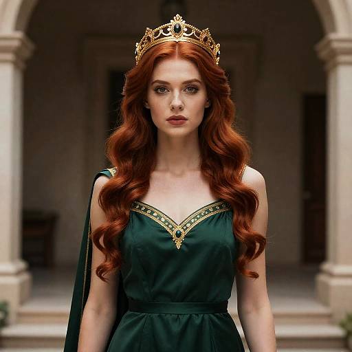 Hera in Green Dress with Crown