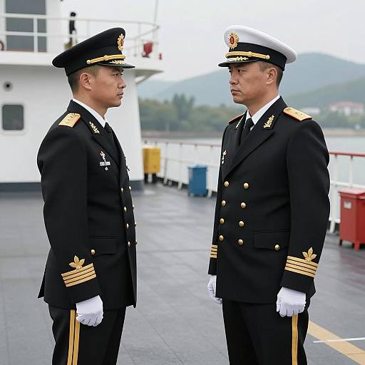 Military Officers on Ship Deck