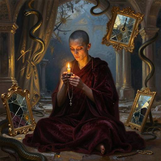 Silent Monk in Twilight Ruined Cloister