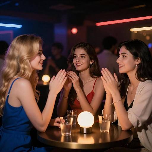 Nightclub Scene: Women and Neon Lights