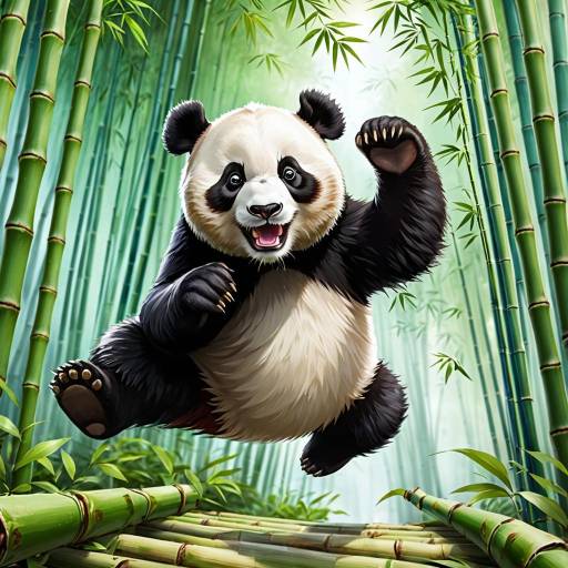 Panda in a Tranquil Bamboo Forest