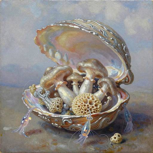 Alabaster Clam with Bioluminescent Life