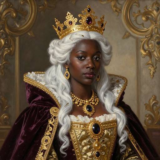 Regal Queen with White Hair Portrait
