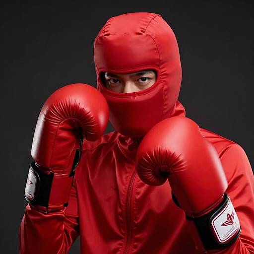 Masked Boxer in Red Outfit