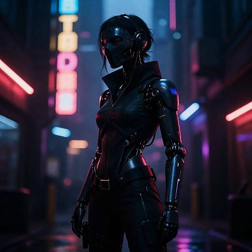 Neonpunk Cybernetic Woman Silhouette