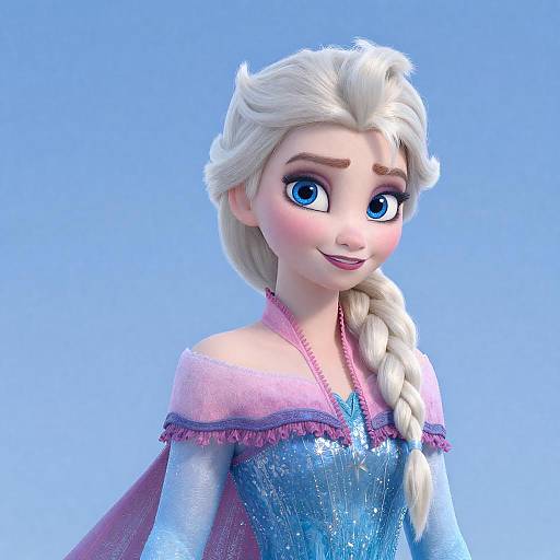 Cheerful Elsa Illustration in Pink Cape