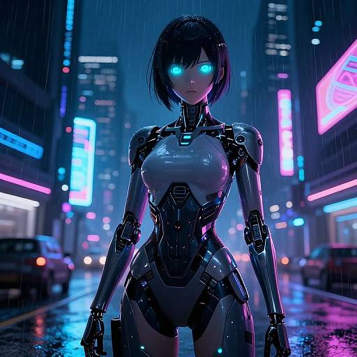 Futuristic Anime Android in Cyberpunk City
