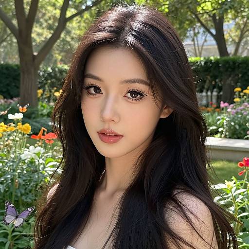 Radiant Woman in Vibrant Garden