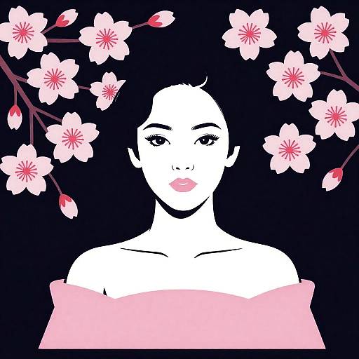 Ruth Negga Sakura Bloom Stencil Portrait