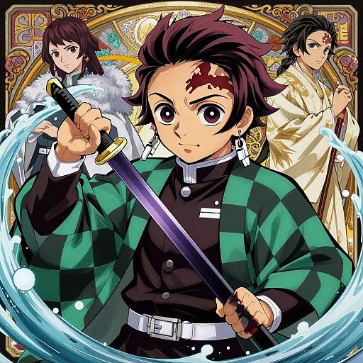 Handsome Tanjiro Samurai Anime Portrait