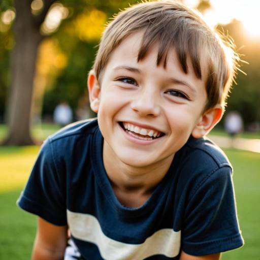Golden Hour Portrait of Joyful Boy