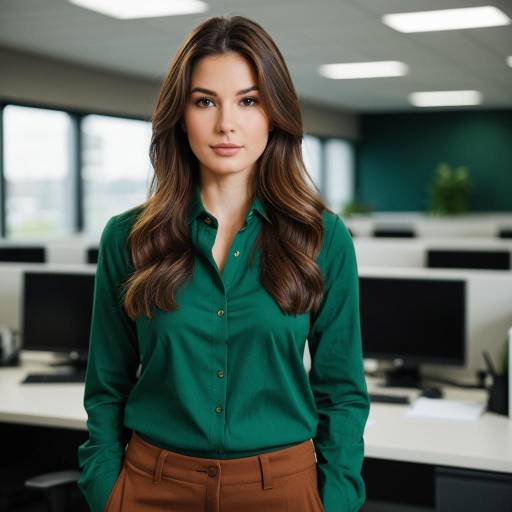 Realistic Woman in Casual Office Attire
