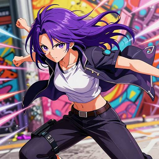 Anime Character with Two-Toned Purple Hair
