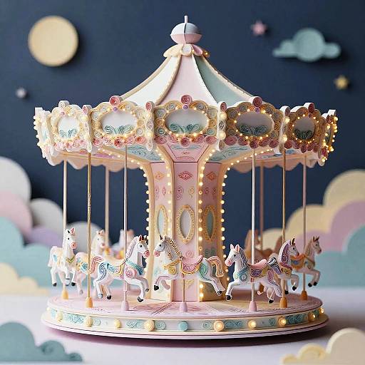 Whimsical Multi-Dimensional Paper Quilling Carousel