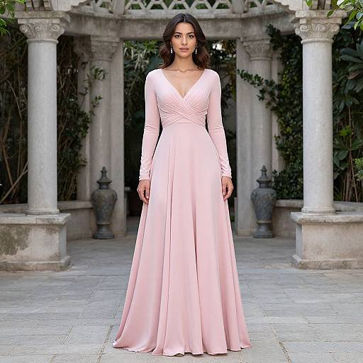 Woman in Pink Evening Gown