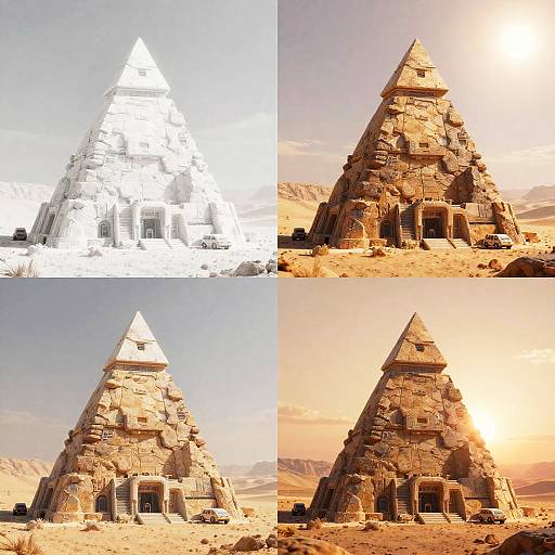 Futuristic Desert Pyramid Lighting