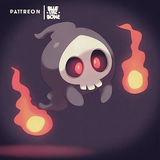 Illustration of Duskull, pokemon in the style of Bluethebone