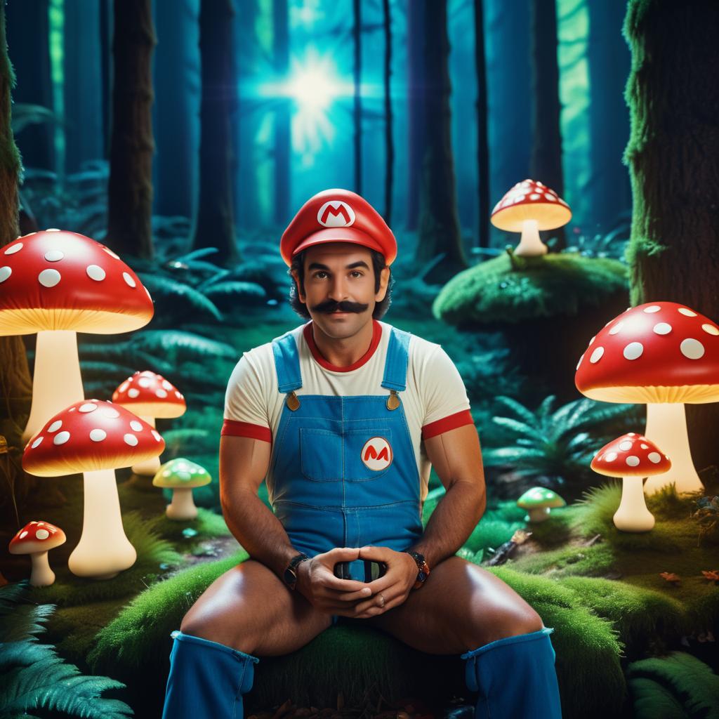 Hyperrealistic 80s Cinema Still of Mario