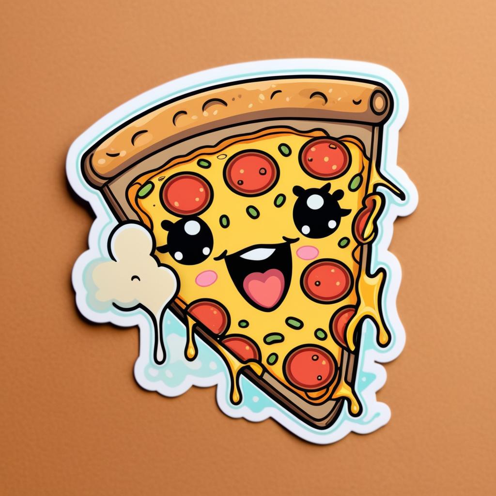 Kawaii Patina Pizza Cartoon Character Sticker