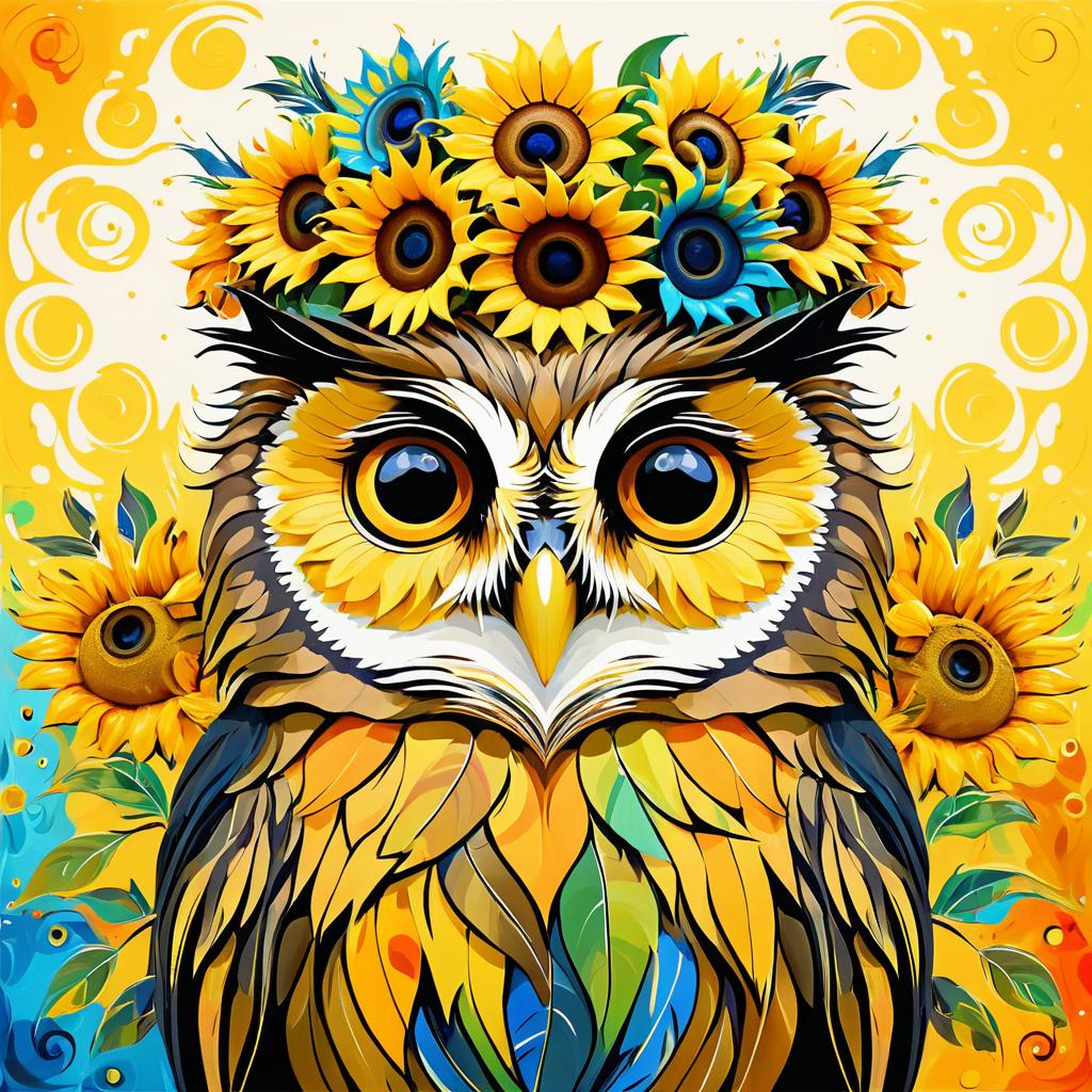 Whimsical Dalí-Inspired Wise Owl Portrait