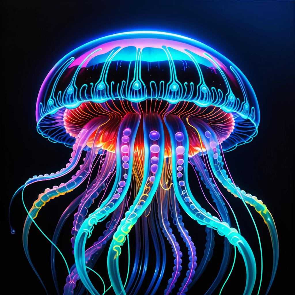 Vibrant Cyberpunk Jellyfish Portrait