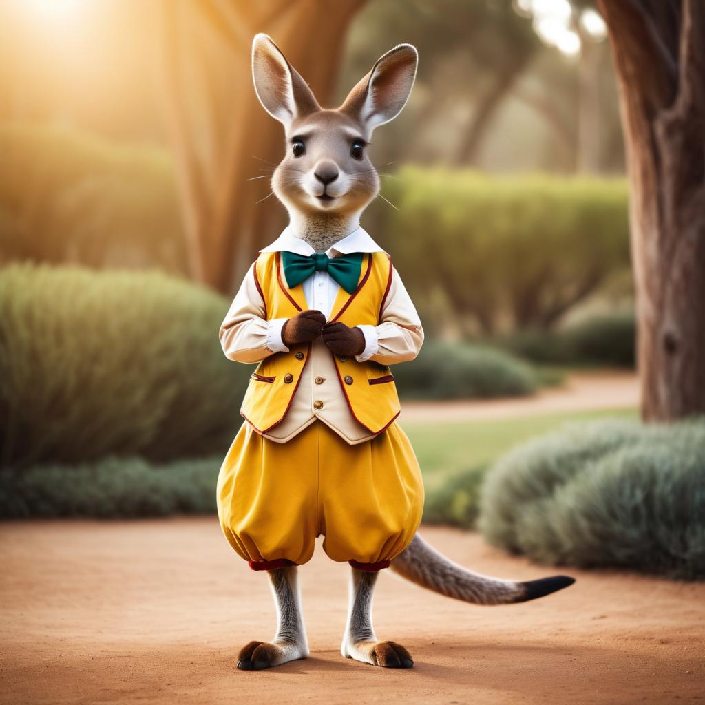 Whimsical Kangaroo as Pinocchio Pose