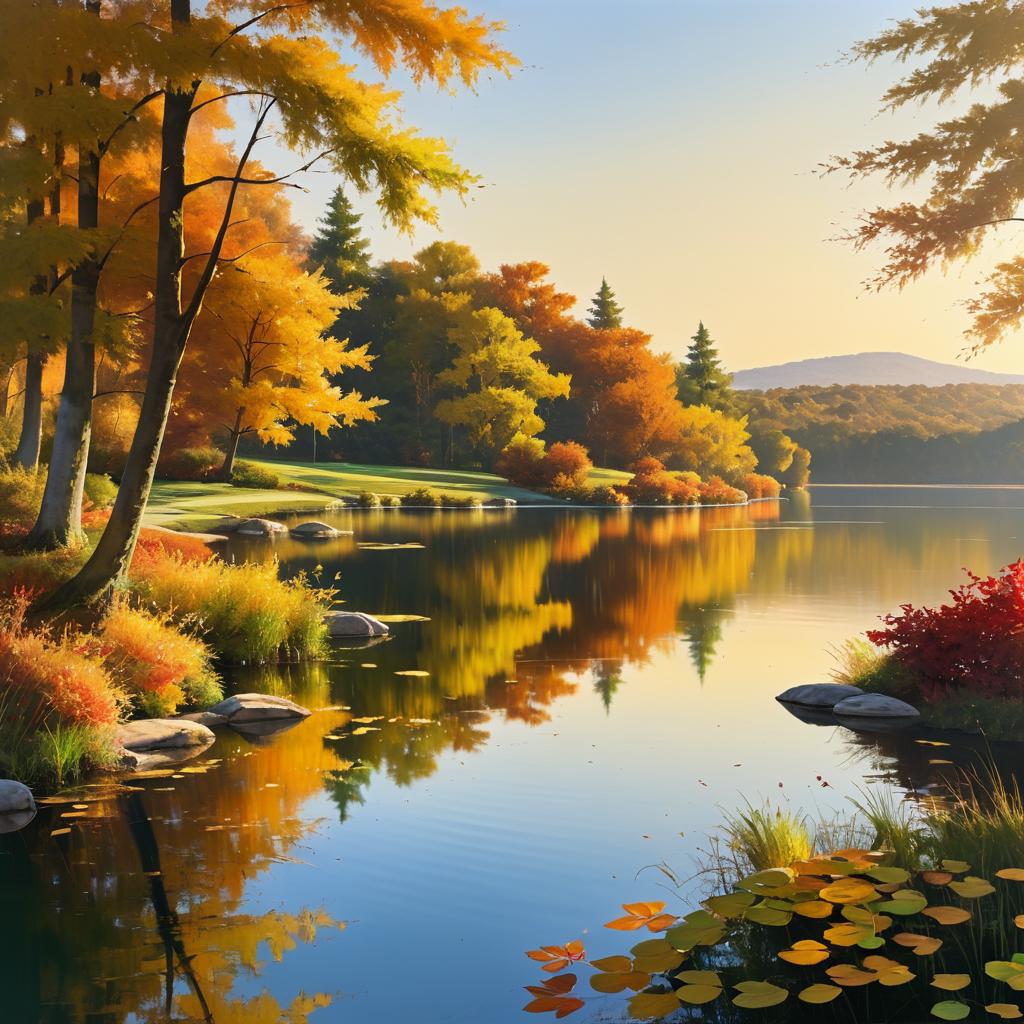 Serene Autumn Lake with Vibrant Foliage