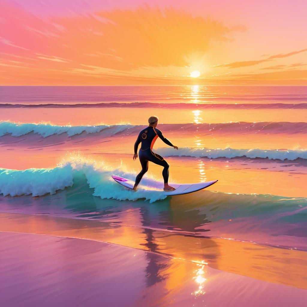 Serene Surfer at Sunset Waves