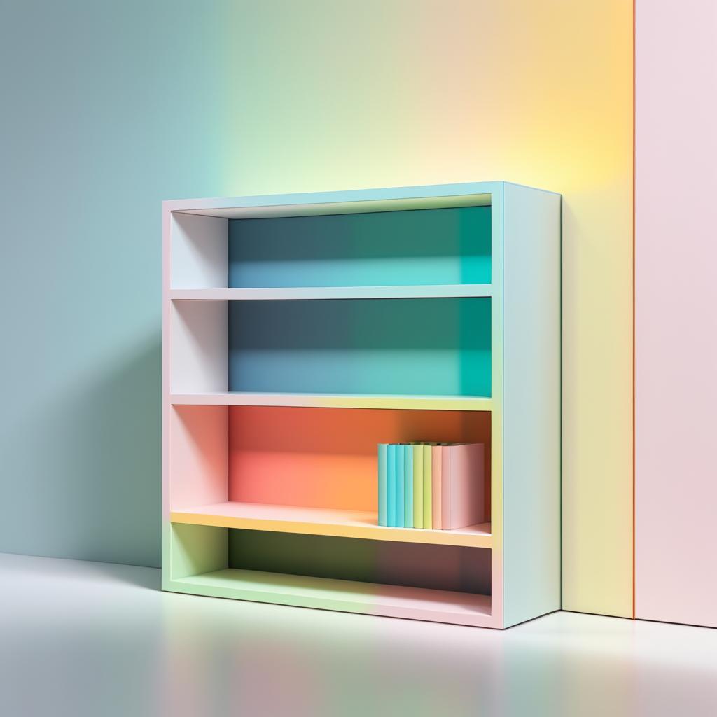 Artistic Colorful Bookshelf in Minimalist Studio