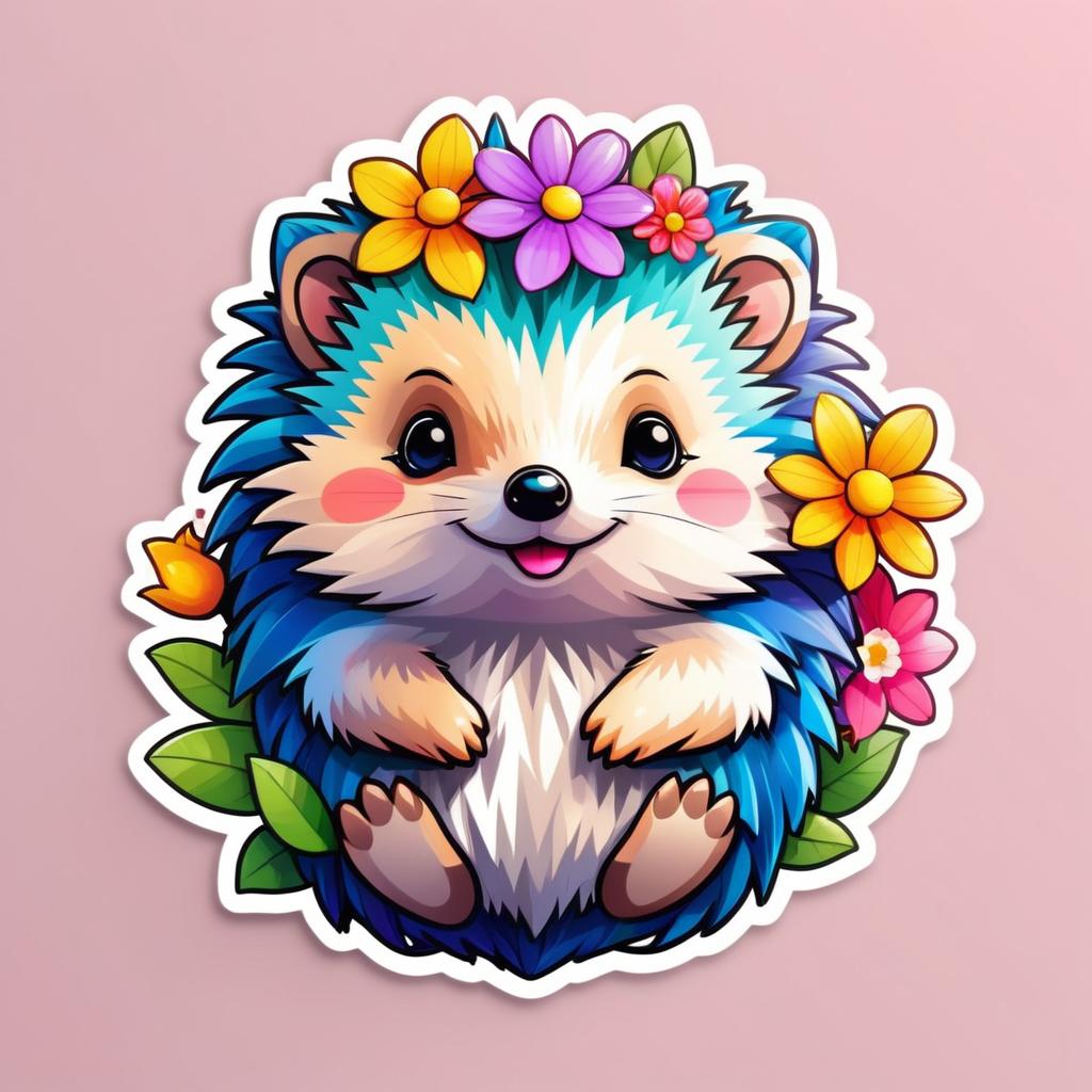 Vibrant Kawaii Hedgehog Sticker Design