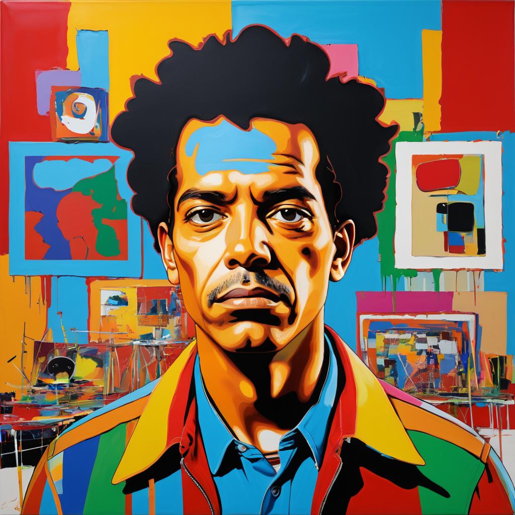 Vibrant Pop Art Portrait of Thoughtful Man