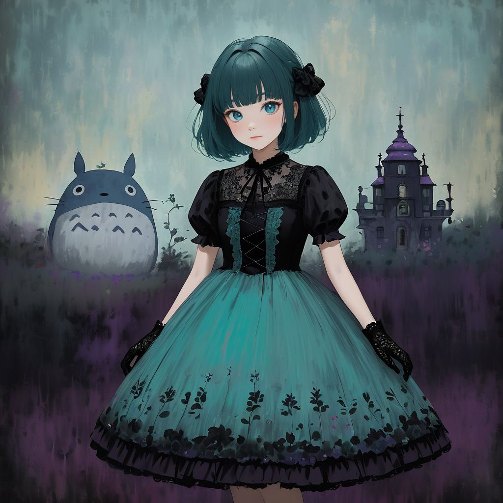 Gothic Lolita Girl in Ghibli Style