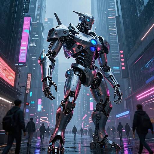 Futuristic Biomechanical Frecas in Cyberpunk City