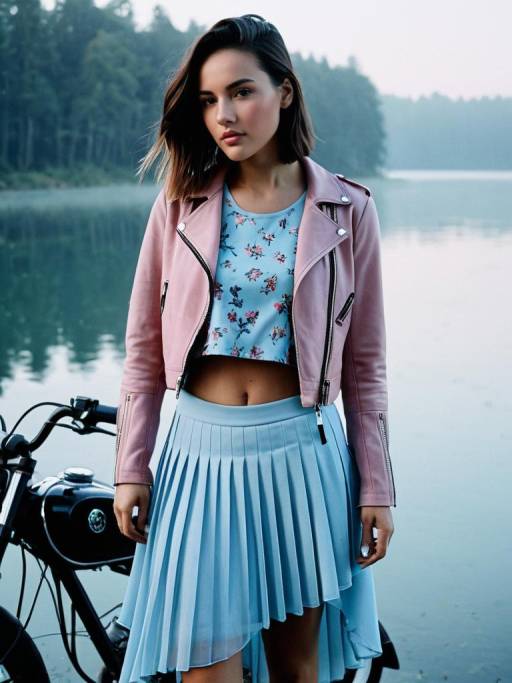 Edgy Fashion by a Serene Lake