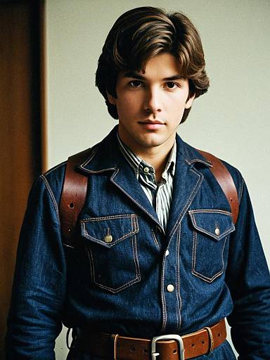 Young Man in Bruno Costume Denim Outfit