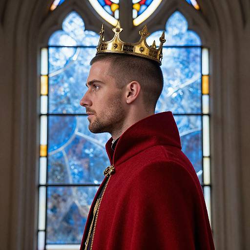 Regal Side-View Portrait with Crown