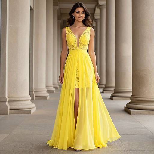 Radiant Woman in Yellow Prom Dress