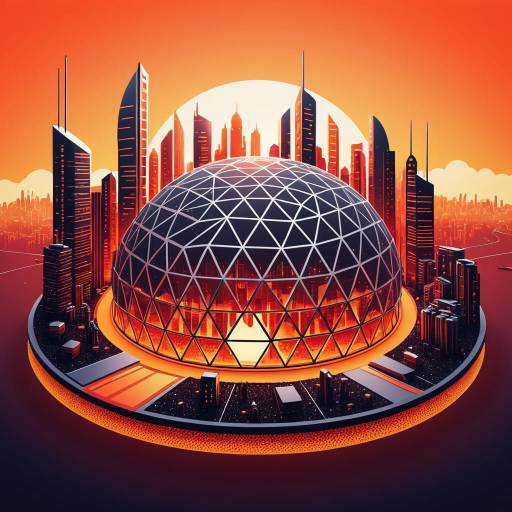 Futuristic Biodome City Stippling Art