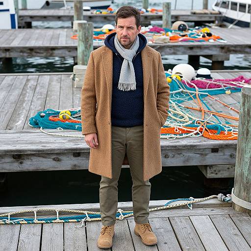 Stylish Man in Rustic Pier Setting