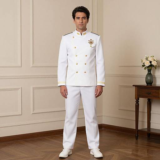 Man in White Uniform Costume