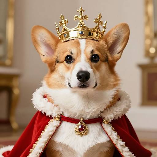 Regal Pembroke Welsh Corgi in Royal Attire