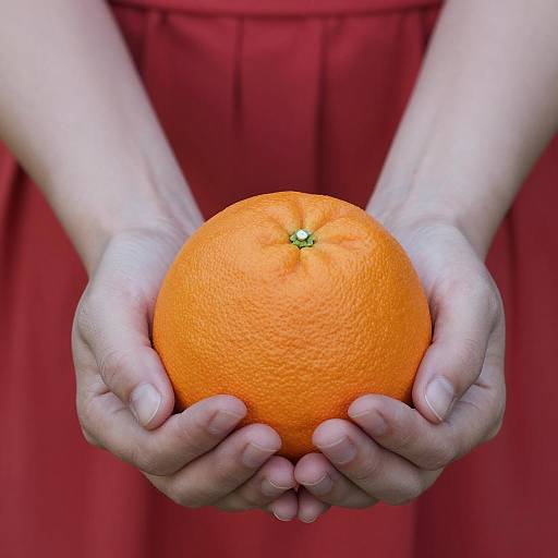 Close-Up of Hands and Orange Object