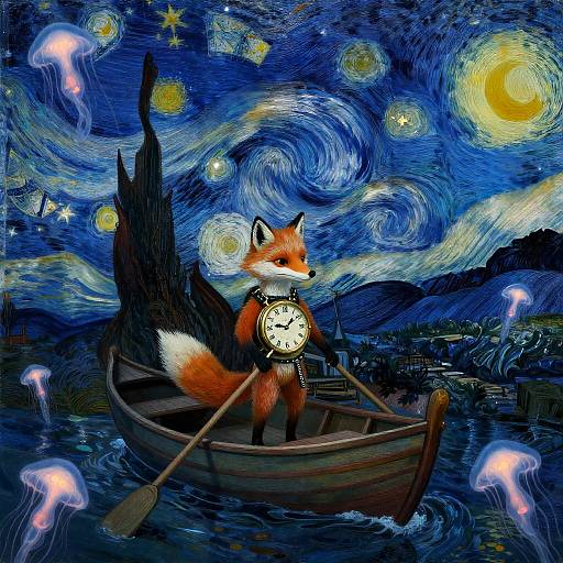 Clockwork Fox Mariner on Moonlit Sea
