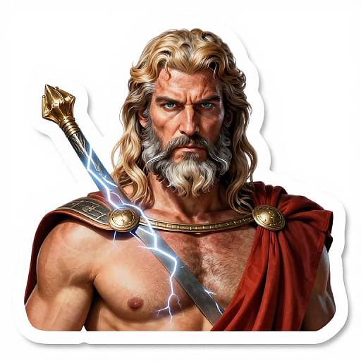 Realistic Zeus Lightning God Illustration
